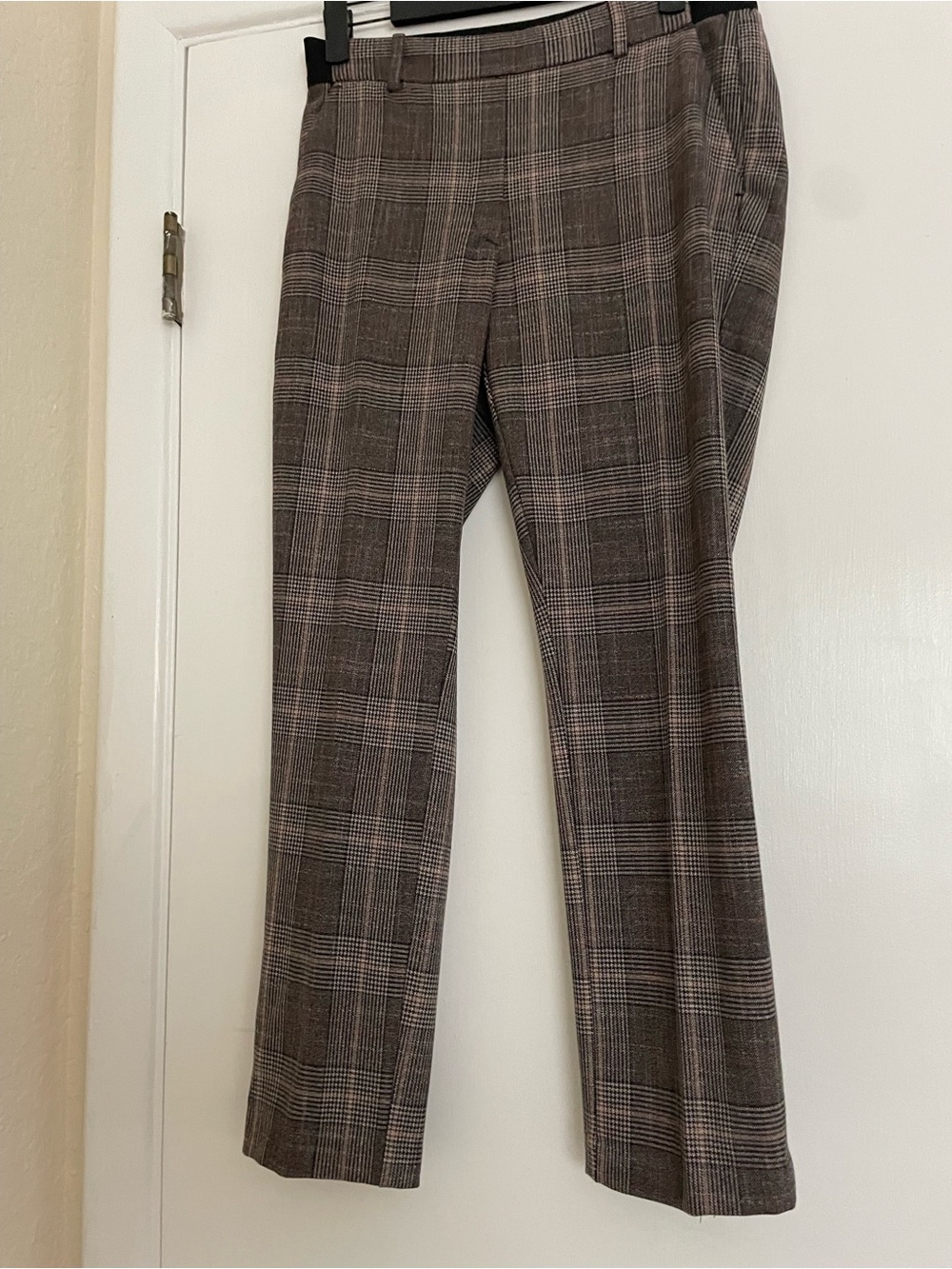 H&M Brown Plaid Dress Pants with Subtle Check Pattern